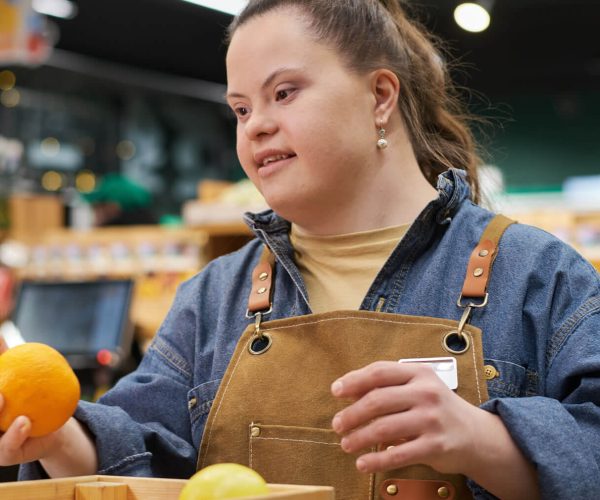 working at fruit shop